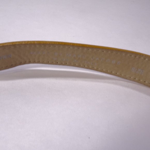 Marc Jacobs Colorblock Thin Leather Belt Tan White Navy Sz S/M - Picture 6 of 15